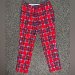 Vineyard Vines Women's Red Tartan Plaid Pants Straight Sz. 2 Old Money Christmas